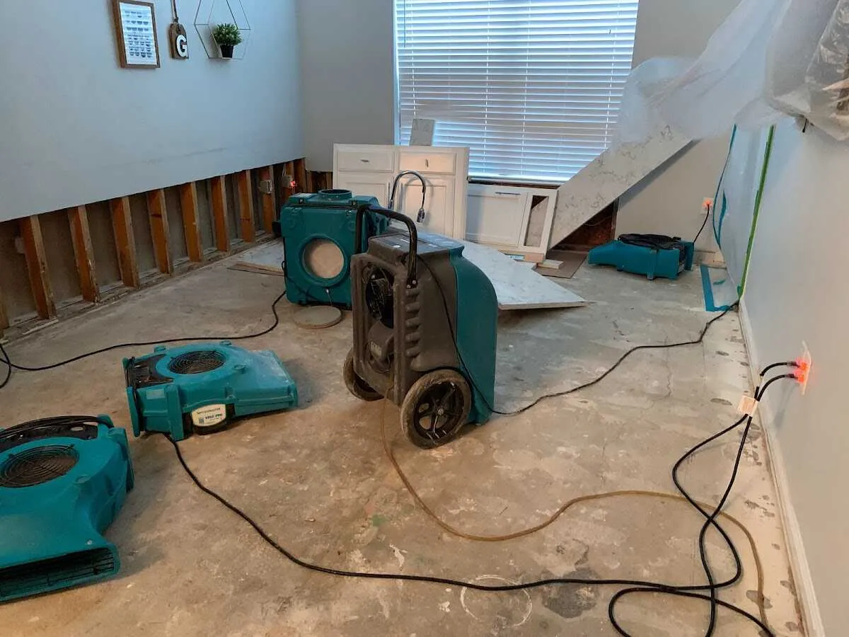 Dehumidifier in flood-cut room for Water Damage Restoration in Molalla